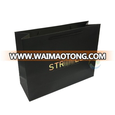 Shenzhen High Quality Custom Print Matt Black Color Paper Gift Bag with Rope Handle