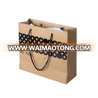 Luxury Custom Black Logo Printed Shopping Kraft Paper Bag with Handle